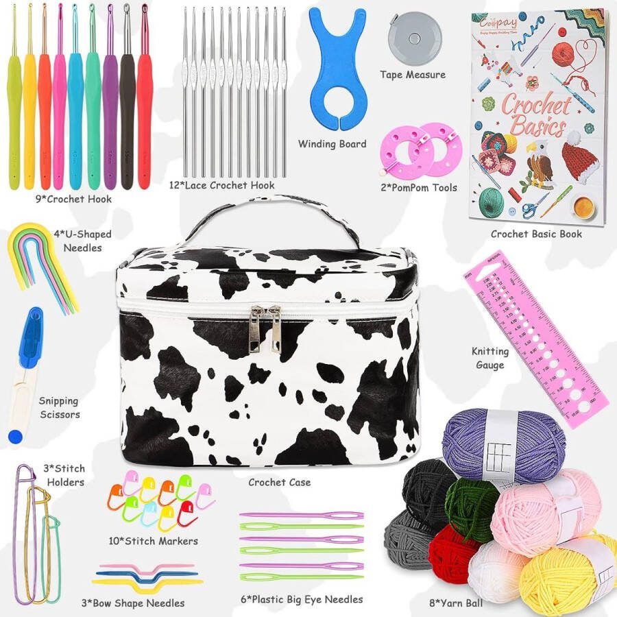 61 stuks haaknaaldenset voor beginners hangende haakset met wol tas haakaccessoires ergonomische haaknaalden met rubberen handgreep puntige haaknaalden draagbare haaknaalden voor beginners met haaktas