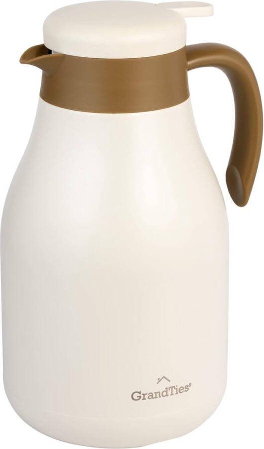 61oz roestvrijstalen thermische koffiekaraf geïsoleerde dubbelwandige vacuüm koffiethermoskan koffiepot heetwaterdispenser thermoskan voor warme dranken 12 uur warmtebehoud (ivoorwit)
