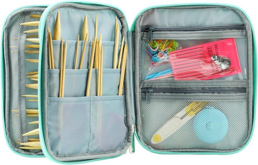 62-delige set bamboe breinaalden 18 maten ronde breinaalden bamboe met breiaccessoires en tas voor breinaalden 2 0 mm 10 mm ronde breinaaldenset voor beginners kinderen en professionals leliezakje