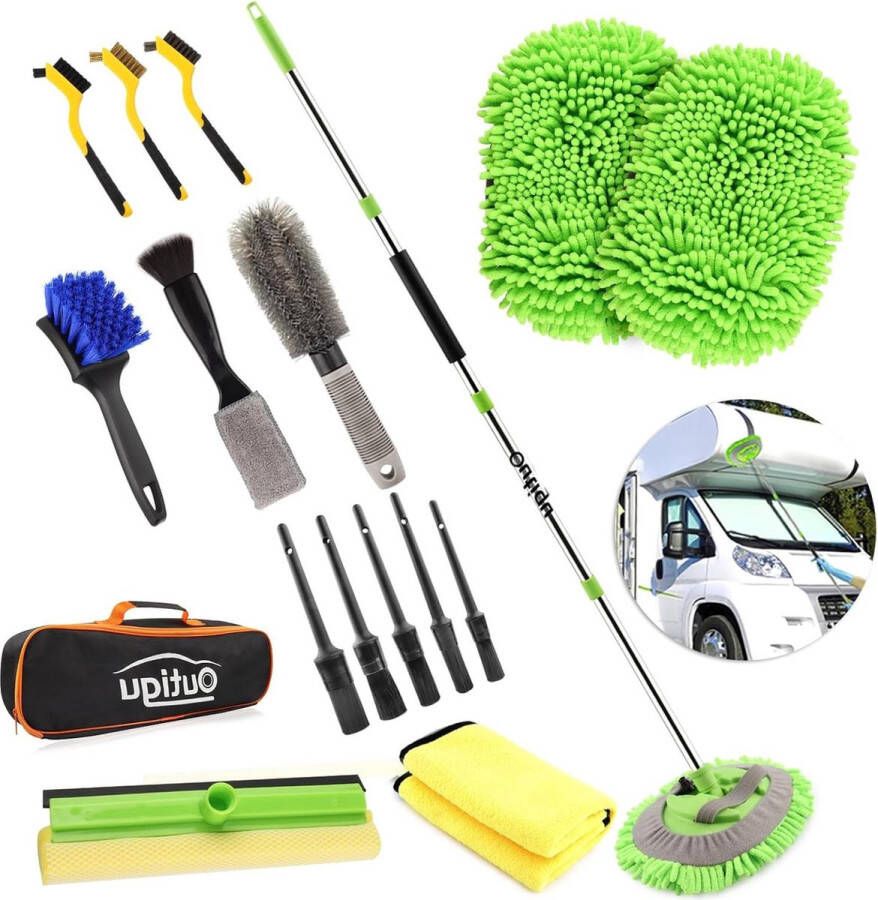 62 Inch Auto Wash Mop Mitt met Lange Handvat Voorruit Ruitenwisser Borstel Auto Reiniging Kit Telescopische wasborstel