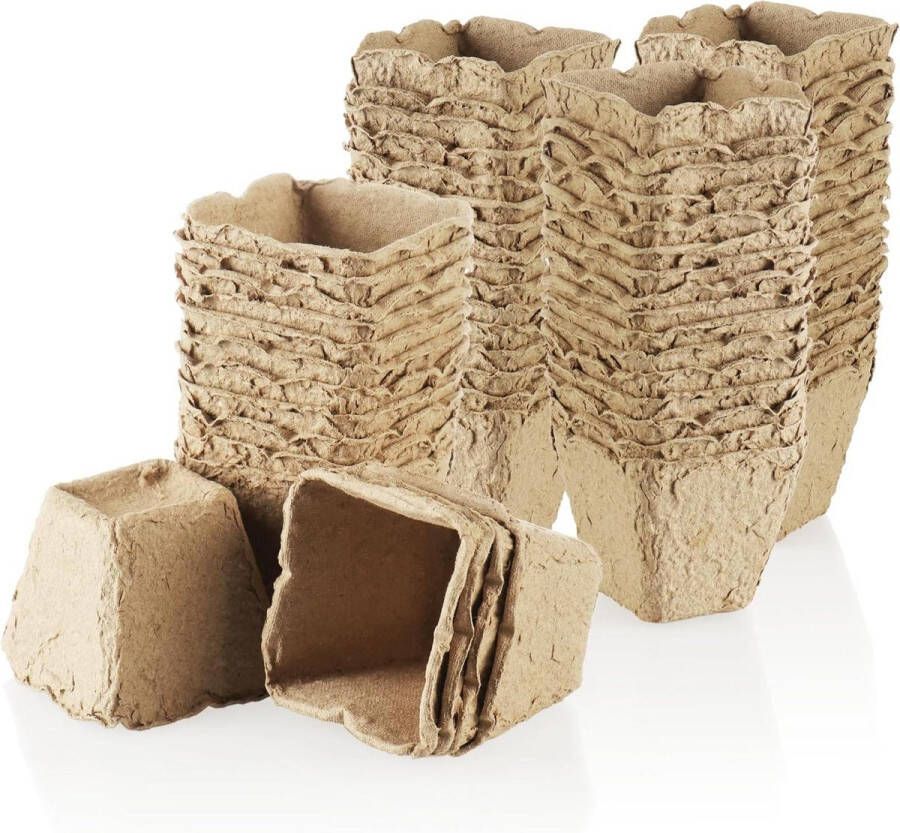 64 x vierkante kweekpotten voor planten plantenpot voor kweken bloempot voor planten kweken bruin. Kweekbak