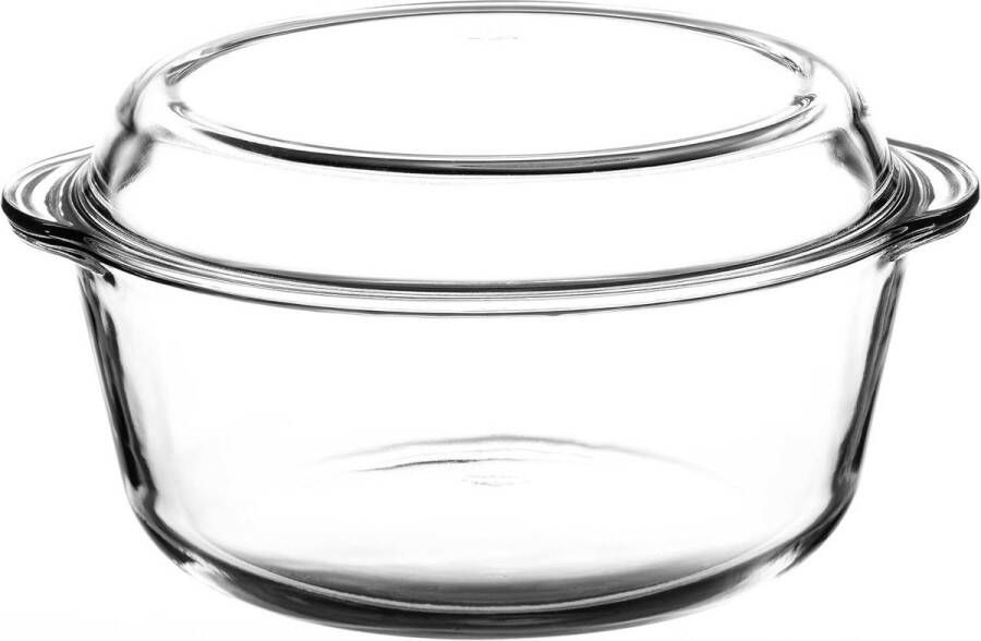 64480 Ovenschaal 315 l rond met deksel braadpan schaal van glas