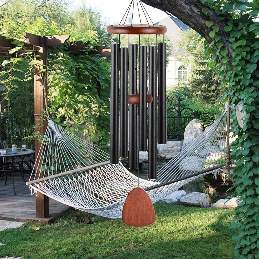 65 cm aluminium windgong metalen buizen klankspel voor buiten tuin en terras decoratie zwart klassiek windvanger