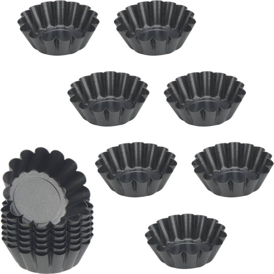 65 cm mini-taartvorm quichevorm klein 14 stuks koolstofstaal tartelette vormpjes anti-aanbak muffinvorm ronde taartvorm voor mini-taart tartelette vormen