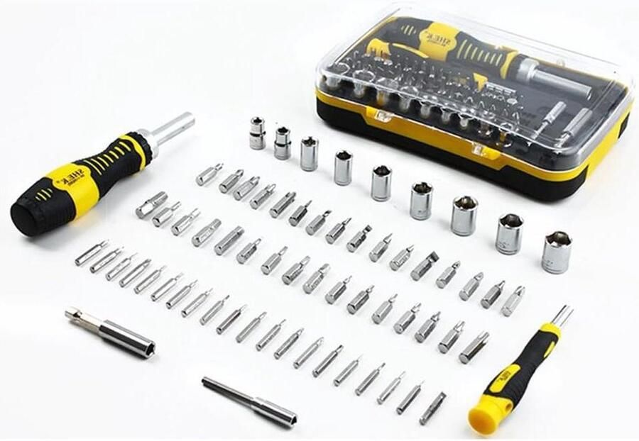 65-in-1 precisie schroevendraaierset met 52 bits schroevendraaiers en 9 bits dopsleutels voor mobiele telefoons tablets pc Macbook horloges brillen camera's