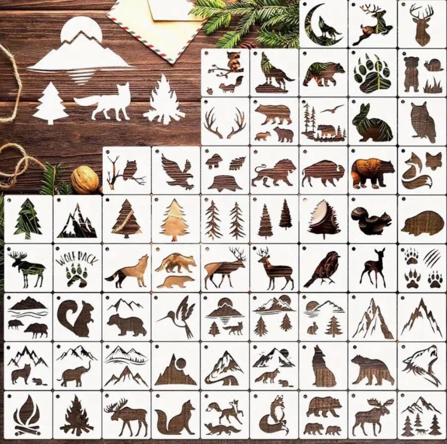 65 kleine bulletjournal stencils. Wilde Dieren Bos Outdoor Natuur Versiering Patronen Bullet Journal Plastic Stencils Templates Sjablonen Handlettering toolkit Knutselen Decoratie Accessoires
