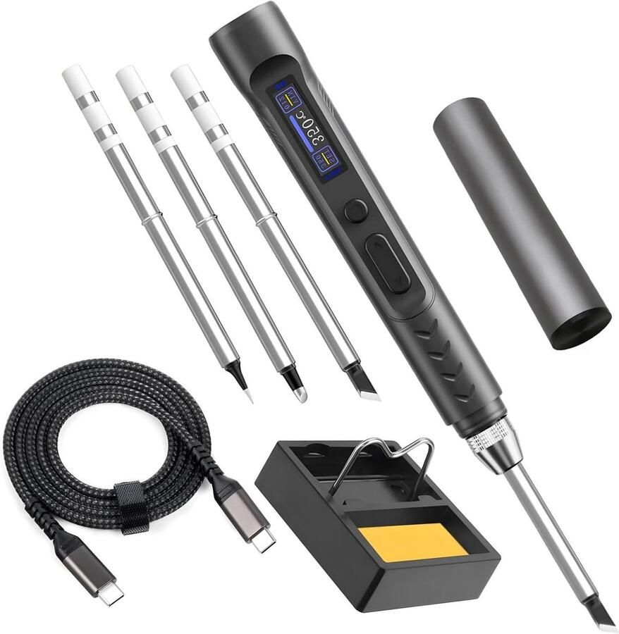 65W QC 90W Snelle Verwarming Soldeerbout Kit Digitaal Display 4 vervangende ijzeren tips USB-C-kabel temperatuur verstelbaar PC DC Dual Power Supply Input