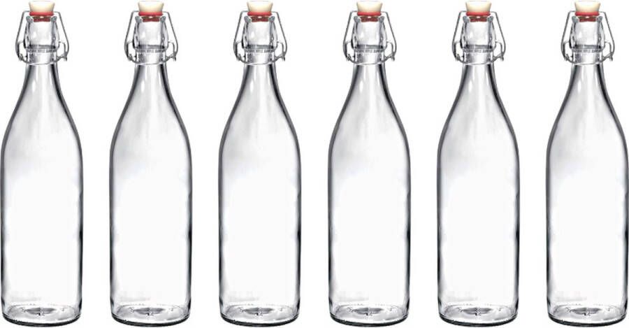 RANO 6x beugelfles 1000ml 1 liter Luchtdicht Transparant weckfles inmaakfles sapfles decoratie fles glazen fles Fles met beugelsluiting beugelflessen glazen flesjes met dop