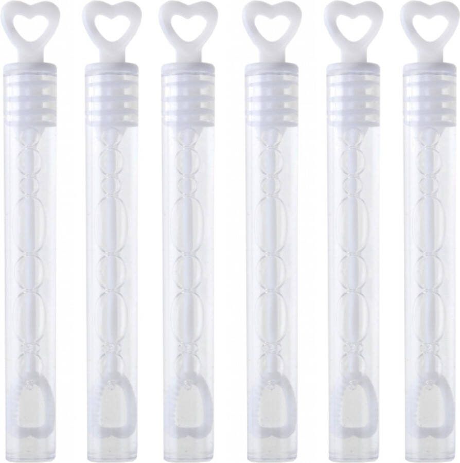 6x Bruiloft bellenblaas staafje buisje met hart 1 x 10 cm Bellenblazen Trouwerij huwelijk Bruiloftsgasten feestartikelen