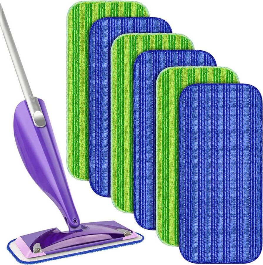 6x Dweilen Vervangingsdoek Compatible met swiffer Wetjet Vloerwisser Microvezeldoek reinigingspads herbruikbare dweilpads voor hardhout tegels laminaat Vinyl Bamboe Stof Schoonmaken 30 x 14 cm