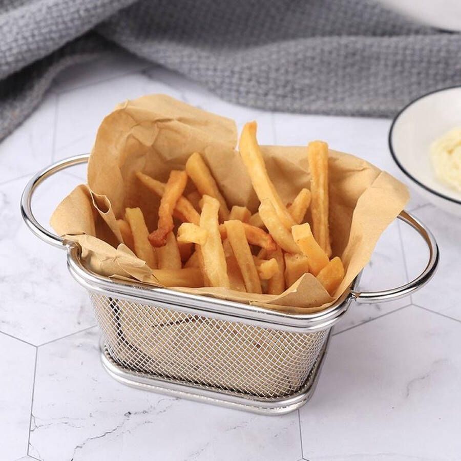 6x Frietmandje Mini Frituurmandje Serveermandje Opdien Schaaltje Patat Patatbakjes