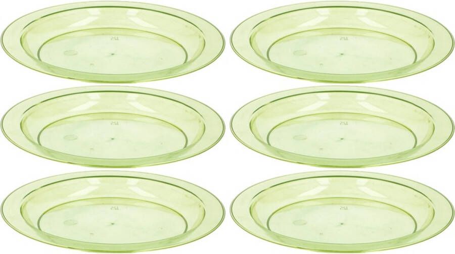 Merkloos Sans marque 6x Groen plastic borden bordjes 20 cm Kunststof servies Koken en tafelen Camping servies Ontbijtbordje kinderen