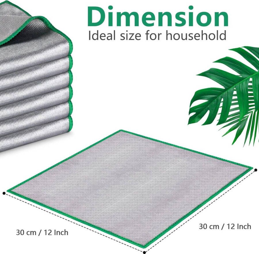 6x Magische Glazen Poetsdoek Dubbelzijdige Pluisvrije Microvezel Schoonmaakdoeken voor het Polijsten van Wijnglas Ramen en Spiegels Streeploze Vaatdoeken Keukentheedoeken 30 x 30 cm