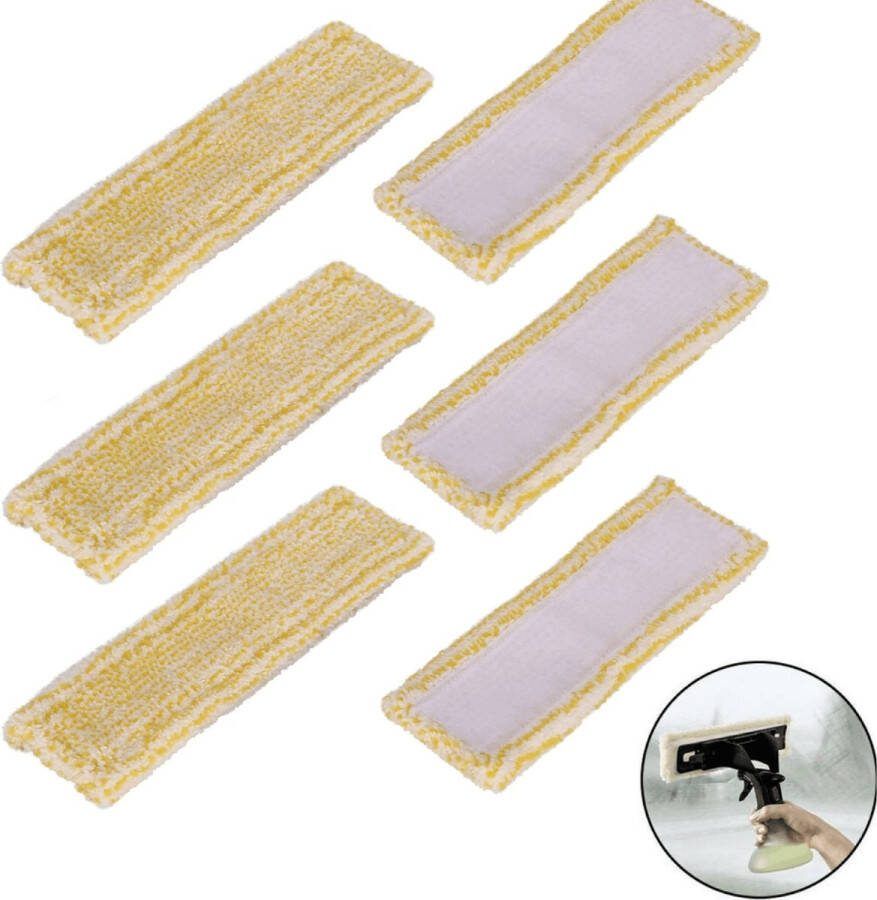 6x Microvezel Mop Pads geschikt voor Karcher WindowVac Window Vac WV 1 WV 2 WV 5 WV 6 (Premium Plus) Raam reiniger accessoires pads dweil Overtrek Cleaning Ruitenreiniger Vervang Doekjes Reinigingspads Reserve Reinigingsdoekjes Vervangdoeken