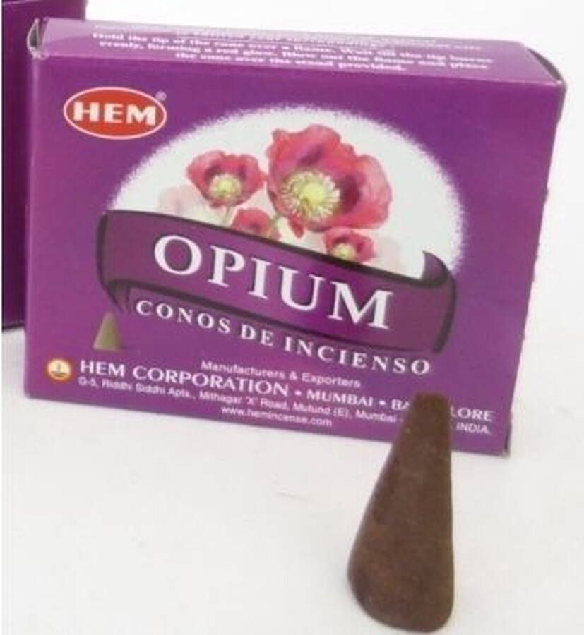 Merkloos 6x Pakjes Opium wierook 10 kegeltjes Wierookstokjes