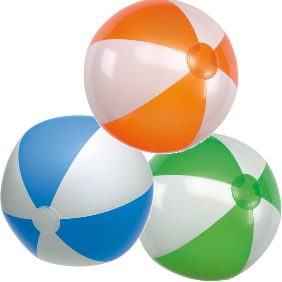 6x stuks Opblaasbare strandballen in 3 verschillende kleuren 28 cm Opblaas zwembad speelgoed