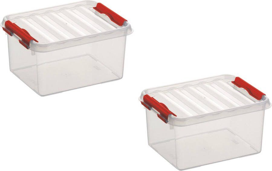 Sunware 6x stuks Q-Line opberg boxen opbergdozen 2 liter 20 x 15 x 10 cm kunststof Praktische opslagboxen Opbergbakken