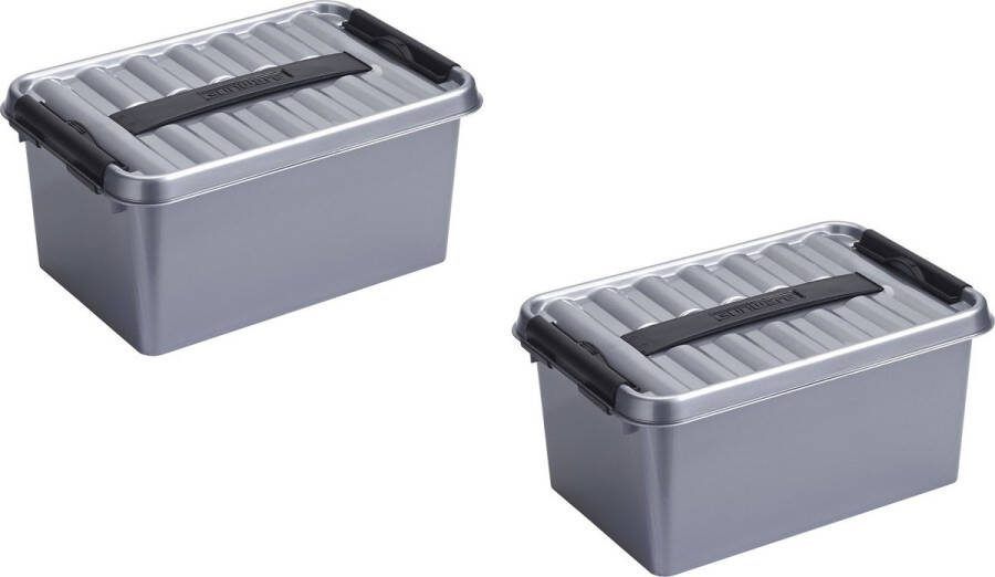 Sunware 6x stuks Q-Line opbergboxen opbergdozen 6 liter 30 7 x 20 x 14 cm kunststof Praktische opslagboxen Opbergbakken