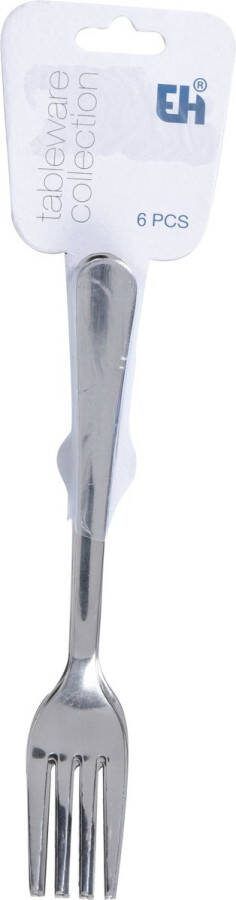 Merkloos Taart gebak vorkjes 6x stuks zilver RVS 14 cm verjaardag feest vorkjes Vorken
