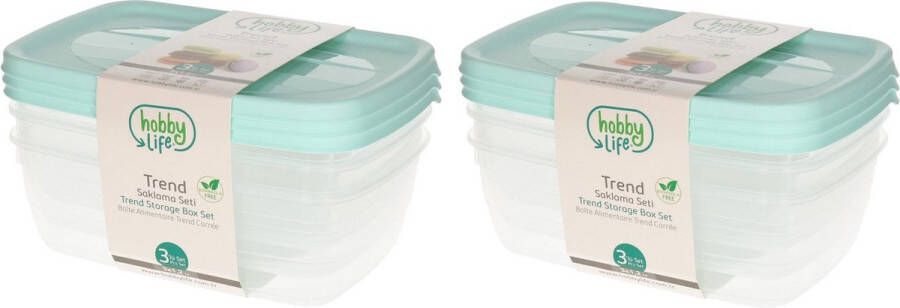 Merkloos Sans marque 6x Voorraadbakjes bewaarbakjes met deksel 1.2 liter Keukenbenodigdheden Eten bewaren Vershoudbakjes