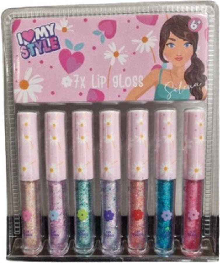 7 Days lipgloss met Bloemetjes Multicolor Geur & Glitter Kinderen Meiden Fashion Trend I love my style