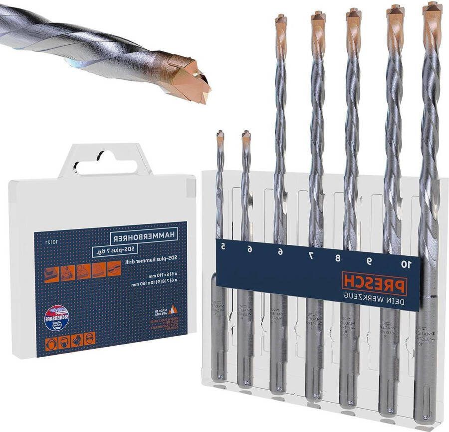 7-delig Set SDS Plus Boren Boorhamerboren Beton Steen Graniet Dakpannen Metselwerk Krachtige SDS-Boren Betonboren SDS Plus Ø 5-10mm