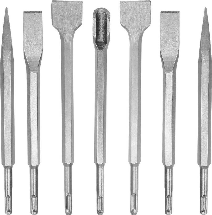 7-delige beitelset hamerboor-beitel-bitset voor metselwerk en beton 3 8 inch inclusief 40 mm brede beitel