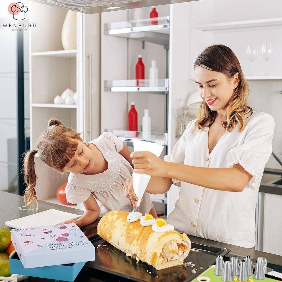 7 grote spuitzakken professionele roestvrijstalen opzetstukken set voor cake taarten cupcake-decoratie Premium Plus spuitzakken wegwerp