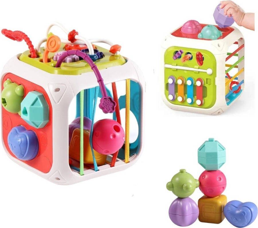 7 in 1 Activiteiten Kubus Montessori speelgoed Activity Center Baby Kralenspiraal Busy box Rammelaar Xylofoon Vormenstoof Educatief Babyspeelgoed Blokkendoos
