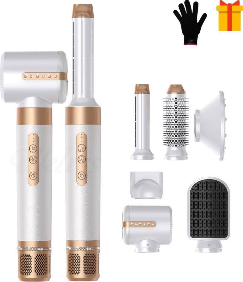 7-in-1 Multistyler Gold Hairwrap Diffuser Föhnborstel Krultang + GRATIS Styling Handschoen