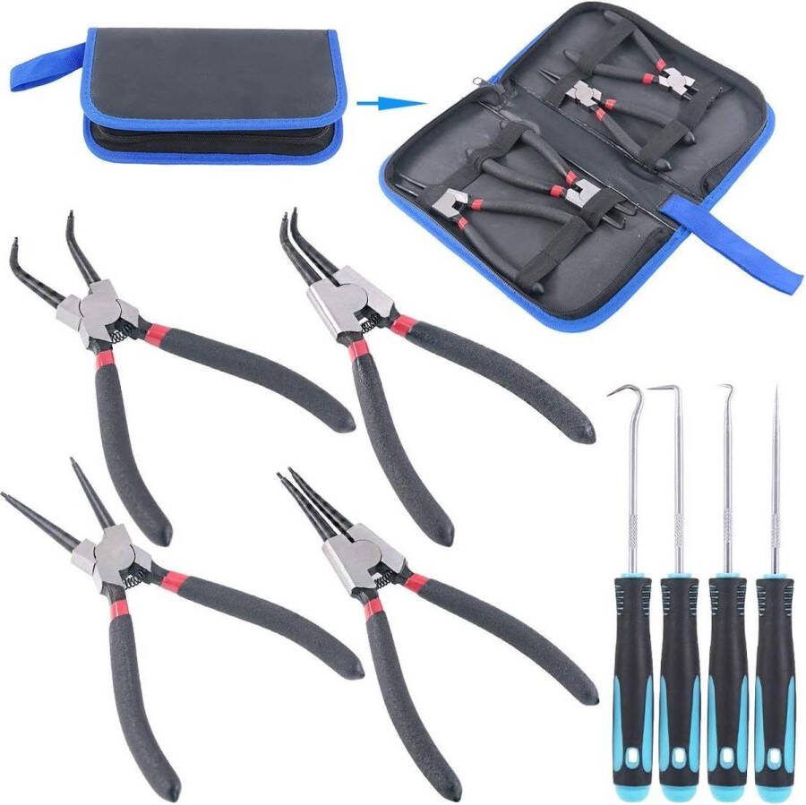7-Inch Interne-Externe Circlip Tang Snap Ring Tang 4 Stks Precisie Haak Set Ring Remover Behouden en Verwijderen Slangen Pakkingen