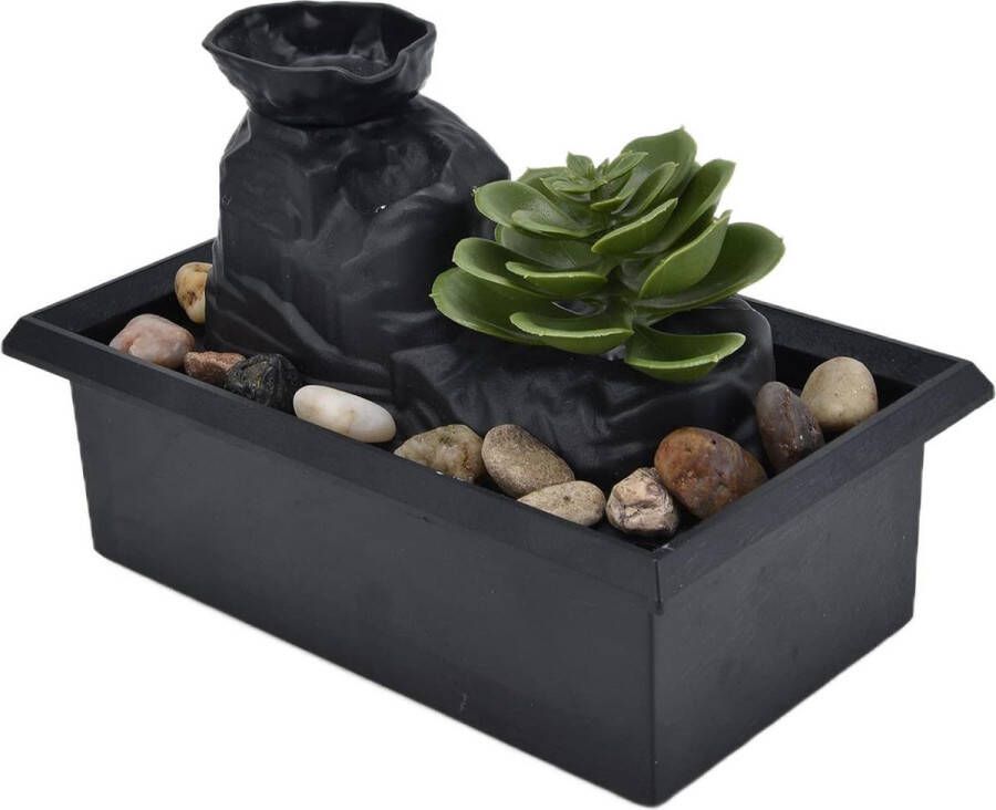 7 inch USB Indoor Desktop Relaxation Waterfall Fountain Decor with Light Cobblestone Ornament for Office Home Patio