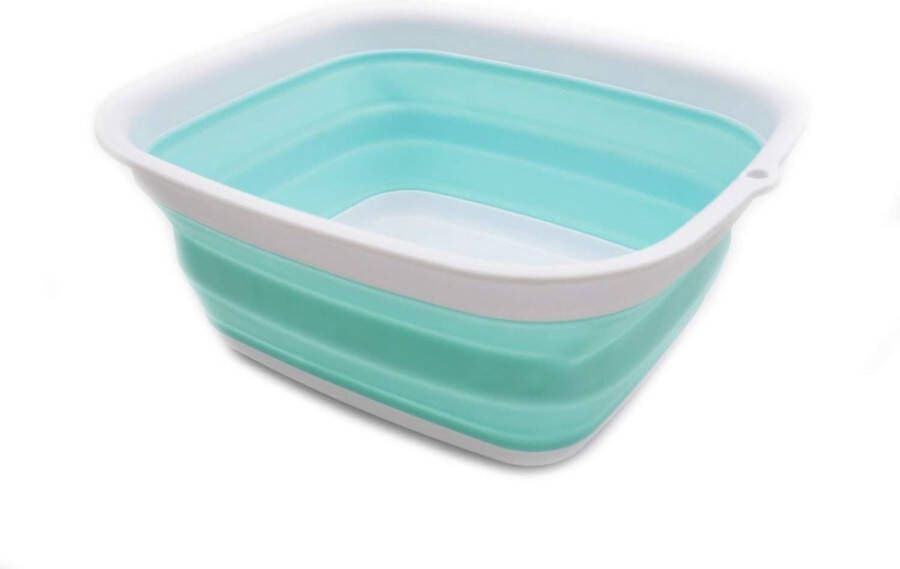 7 L Inklapbare tub Opvouwbare schotel Tub Draagbare Washing Basin Space Saving Plastic Washtube (White Lake Green Klein)