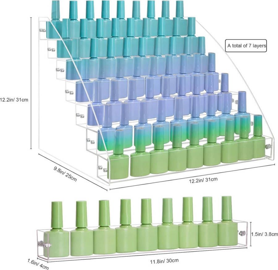 7 Lagen Acryl Nagellak Organizer Houder Transparant Acryl Nagellak Stand Display Plank Polish Gel Houder Opbergdoos Cosmetische Display