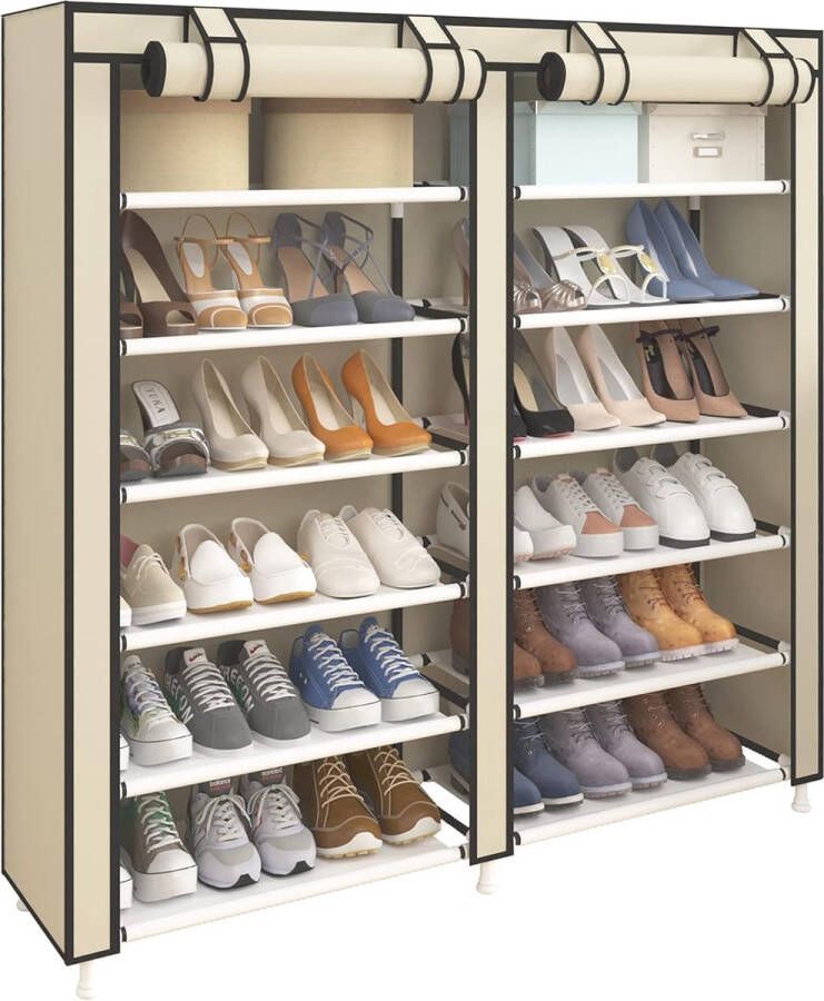 7 lagen stofdicht schoenenrek schoenenkast voor ca. 36 paar schoenen beige