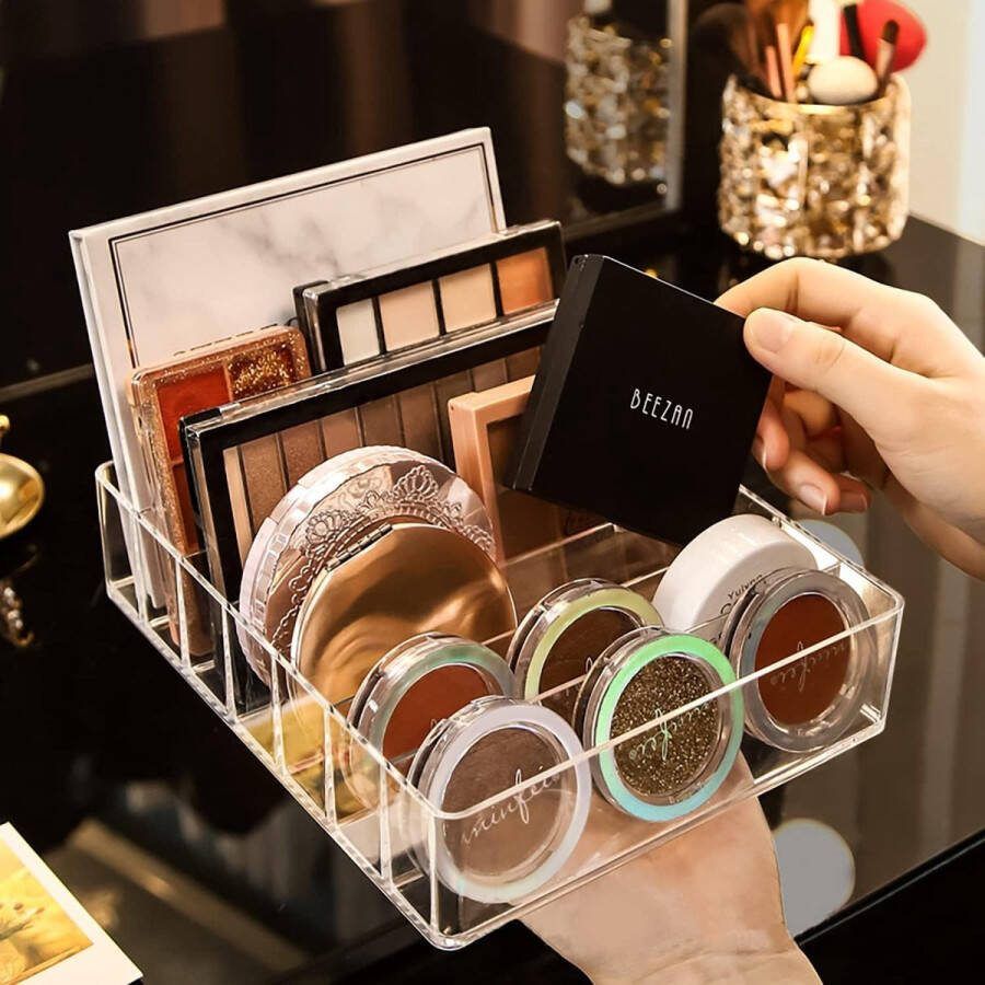 7-Sectie Plastic Makeup Organizer Oogschaduw Contour Blush Opslag Badkamer Vanity Countertop (Transparent XL)