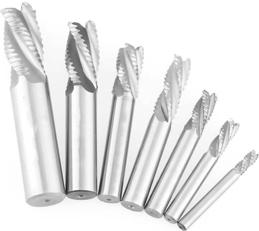 7 Stks 4 Flutes 6-20mm HSS End Mill Router Bit Voorbewerken Chipbreaker-Frees