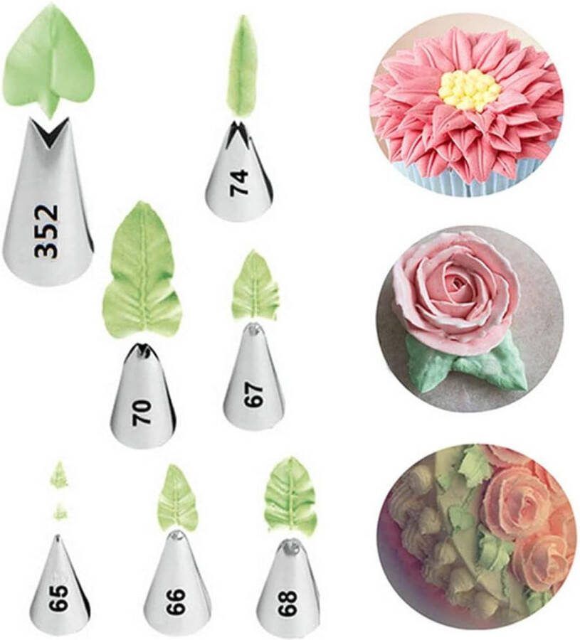 7 STKS Bladeren Piping Tips Set RVS Leaf Piping Nozzles Kit voor Gebak Cupcakes Taarten Koekjes Decoreren Benodigdheden Bakset #10