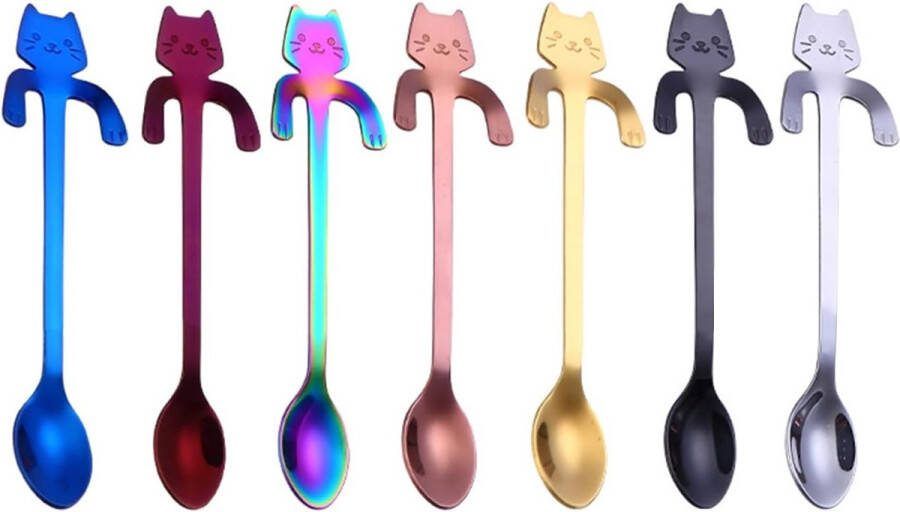 7 stuks lepels in kattenvorm colalepel koffielepel theelepel kattenlepel nieuwe theelepel lattelepel nieuwe lepel schattig kattencadeau