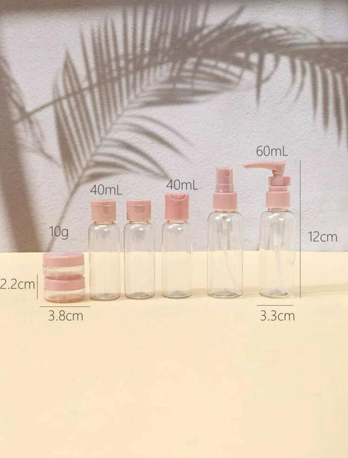 7 stuks Travel Subpackage Fles Travel Essentials Gereedschapsaccessoires Draagbare Transparante Punten Bottelen Reizen Cosmetische Fles Set Reisflesjes Set Navulbare Reisflesjes