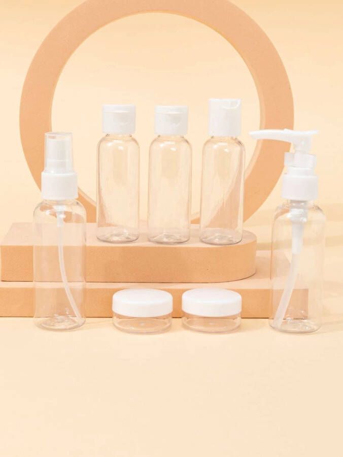 7 stuks Travel Subpackage Fles Travel Essentials Gereedschapsaccessoires Draagbare Transparante Punten Bottelen Reizen Cosmetische Fles Set Reisflesjes Set Navulbare Reisflesjes