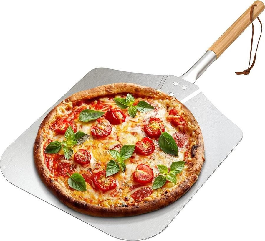 71cm lang aluminium pizzaschep met houten handvat pizzaschuiver voor Oven of BBQ