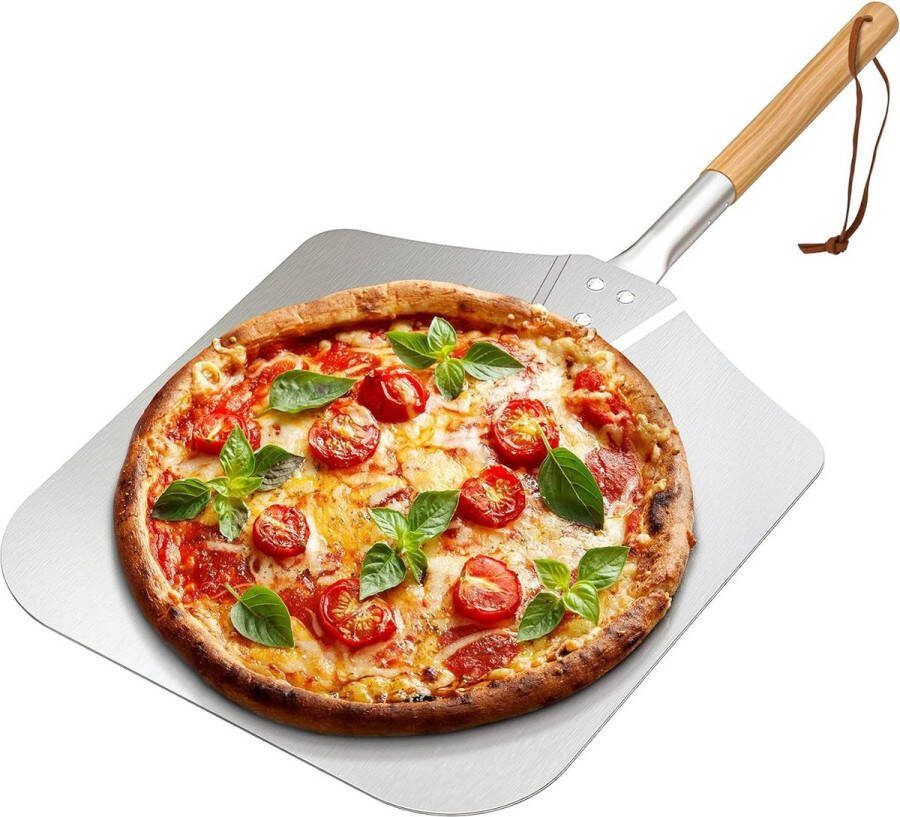 71cm lange aluminium pizzaschep met houten handvat 305 cm x 356 cm 15 mm dik voor Oven of BBQ