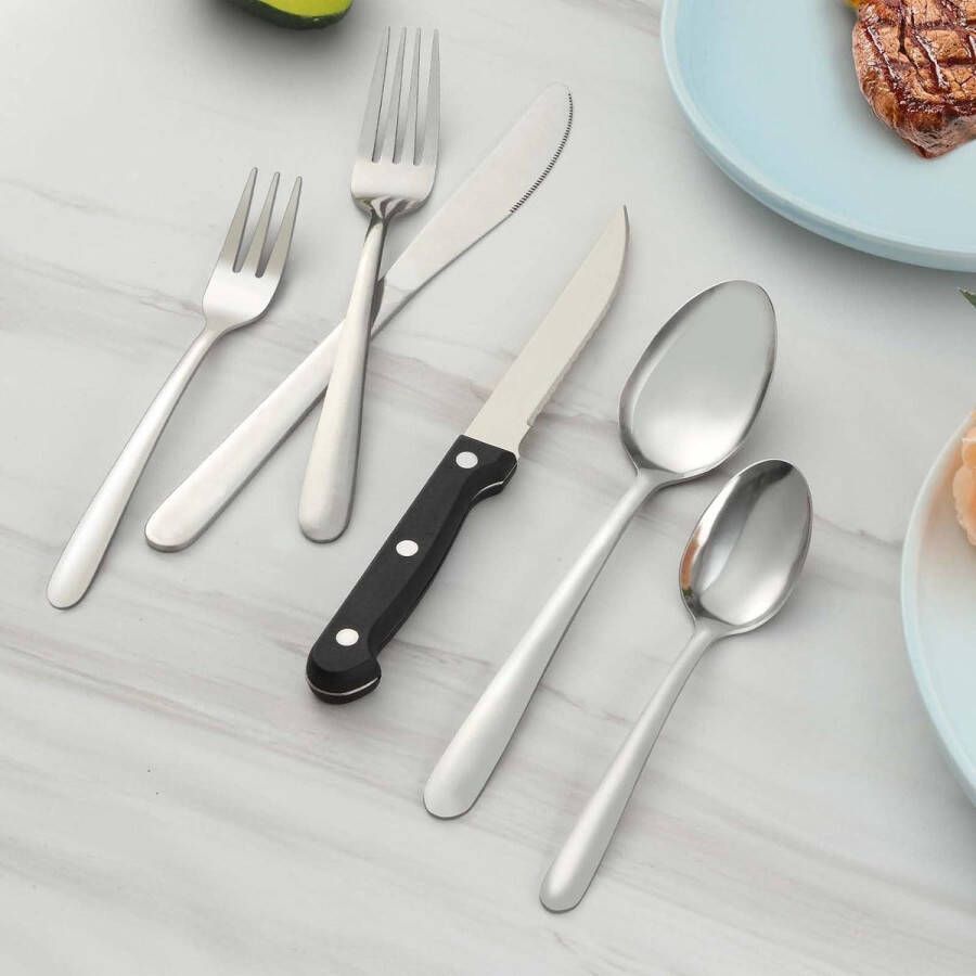 72-delige Bestekset voor 12 Personen Food-grade Roestvrij Stalen Bestek Zilver Inclusief Lepel Mes Vork Steakmes Voor Familie en Restaurant