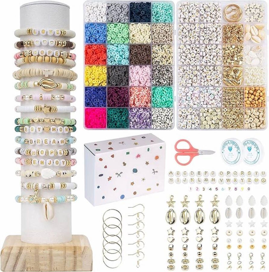 7200+ Polymeerklei Kralen DIY Kit Complete Set voor Armbanden Kettingen & Oorbellen Maken Inclusief 6mm Heishi & Platte Kralen Ideaal voor Creatieve Sieradenontwerpers