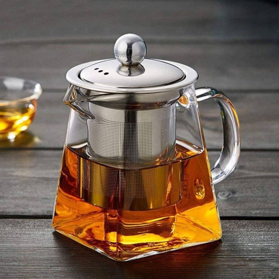 750 ml theepot glas theemaker met afneembare roestvrijstalen zeef theezeef glazen theemaker met deksel perfect voor losse thee en koffie theezakjes hittebestendig en transparant