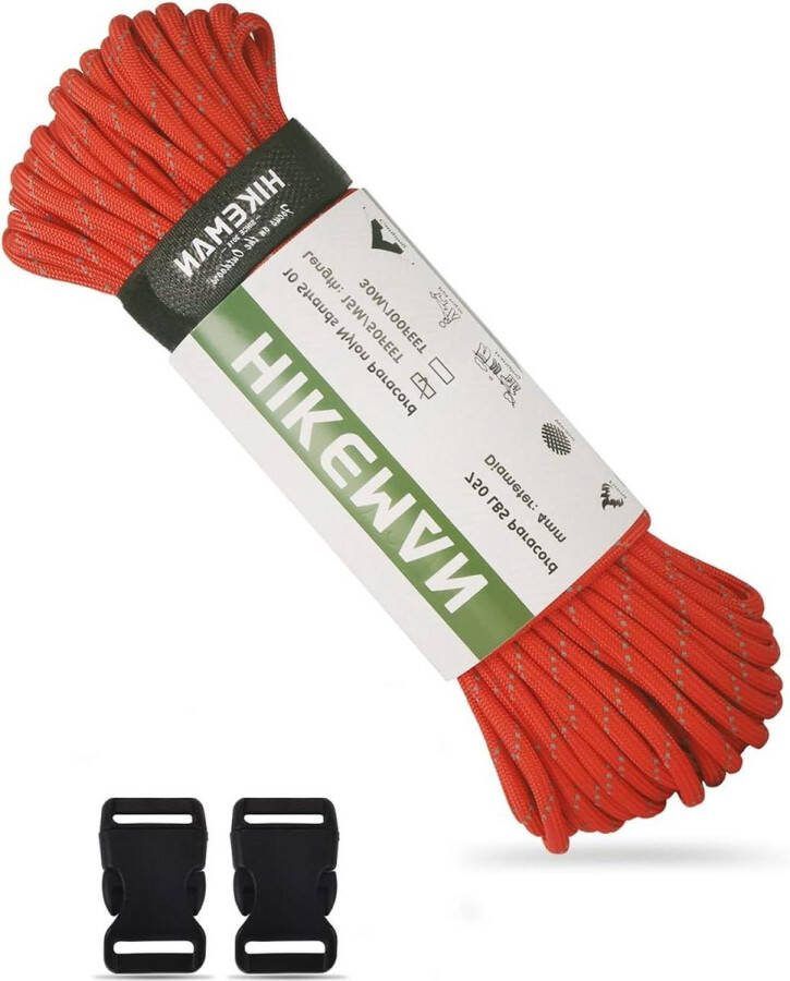 750 Paracord Survival Rope nylon touw scheurvast parachutekoord gewaxte tondel outdoor survival kamperen armband sleutelkoord 15 m rood