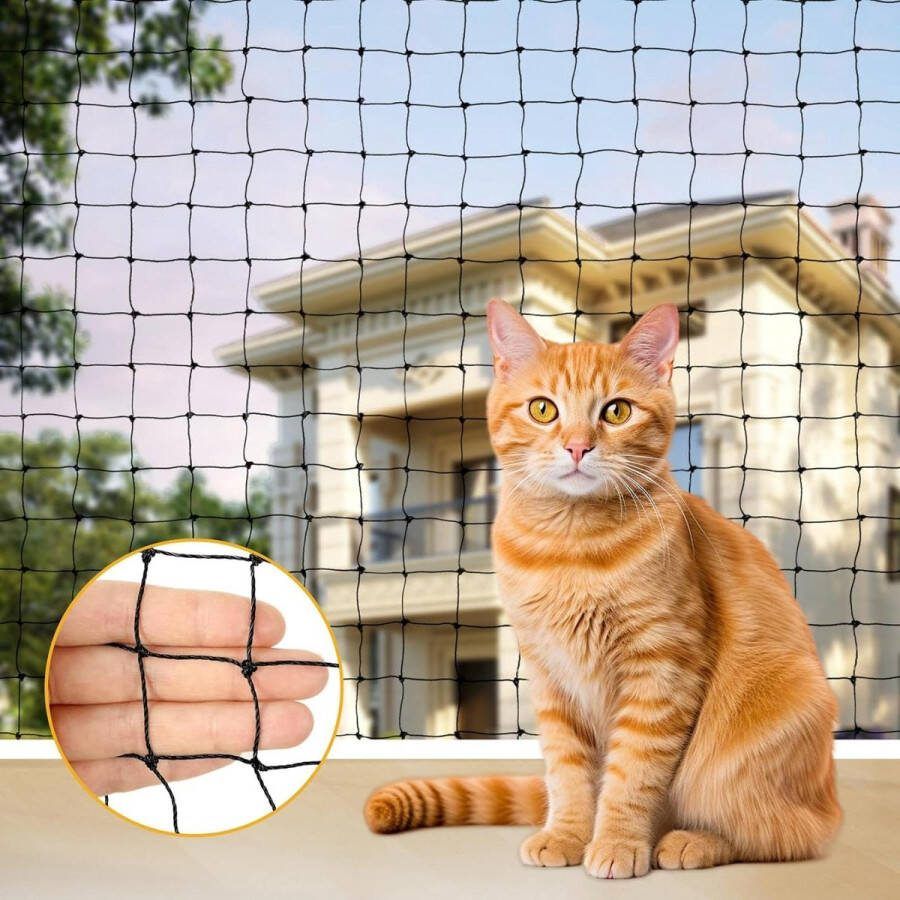 75x3m Kattenbeschermingsnet Groot Vogelnet Duivennet voor Balkon & Raam Zonder Boren Terrassen Balkons Ramen Dakramen Deuren Hekken Kattennet Balkon