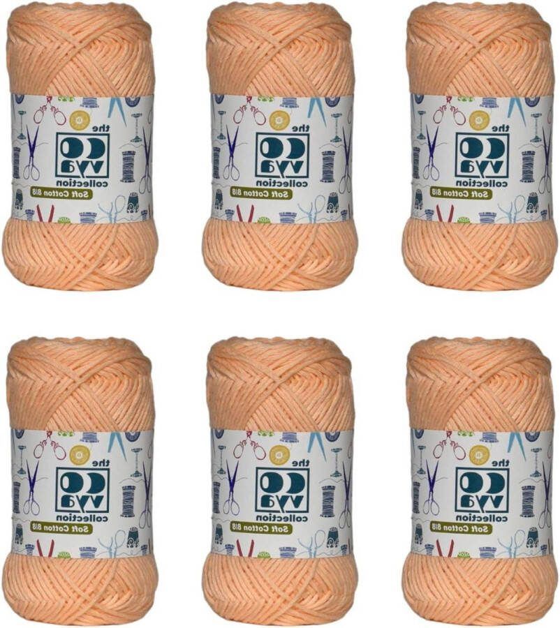 8-8 Ply 100% Cotton Yarn Balls for Knitting Crochet Home Decor Scarf Tassel Thea Coasters Gloves Clothing Handmade Projects Pack of 6 Solid Colors Peach