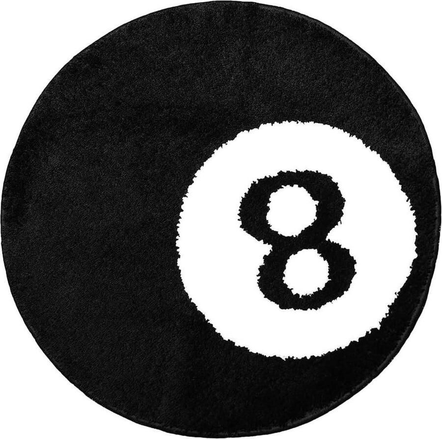 8 Ball Rug 61 cm Tapijt Zwart Coole esthetische tapijten Slaapkamer Woonkamer Cool plate